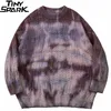 Maglioni da uomo Maglione lavorato a maglia Hip Hop Streetwear Maglione tie-dye Harajuku Cotone Pullover casual Uomo Autunno Inverno Maglione Blu Marrone 220928