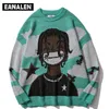 Men's Sweaters Harajuku vintage cartoon anime knitted sweater men winter oversized men's rock hip hop rap pullover women jumper ugly sweater 220928