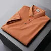 Polo da uomo 2022 Moda Estate Uomo Tinta unita Slim Fit Camicie Smart Casual Seta del ghiaccio Polo Homme Abbigliamento maschile Risvolto Top W148