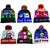 28 Styles 2022 New Year LED Knitted Christmas Hat Beanie Light Up Illuminate Warm Hat For Kids Adults Decor