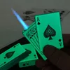 Creative Jet Torch Green Flame Accendino da poker in metallo Carta da gioco antivento Accendino romanzo Giocattolo divertente Accessori per fumatori Regalo