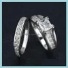 Anillos de boda Vintage CZ Conjuntos de anillos de bodas 925 Sier Promise Compromiso Joyería para mujeres Tamaño 5 6 7 8 9 Entrega de gotas 2021 Lulubaby Dhwgl