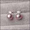 Dangle Chandelier 100% Freshwater Pearl Stud Earrings 925 Sier 7-9mm Earring for 여자 공주 스타일 DIY 웨딩 선물 드롭 Del Dhqiz