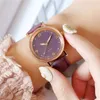 Relógios de pulso vintage couro feminino small watches número simples discagem fashion ladies quartzo