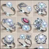 Jewelry Settings 9 Styles Diy Pearl Rings Accessories S925 Sier Gem Ring Settings For Women Adjustable Blank Fashion Jewelry Drop Del Dhtbl