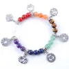 Natural Stone Strands Diy 7 Chakras Armband för kvinnor män par smycken vänskap Lucky Bead Bangles Family Gift K3283