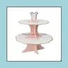 Decorazione per feste Baby Shower Pink Girl Compleanno Set da tavola Piatti di carta usa e getta Tazze Tovaglioli Tovaglia Gender Reveal Drop Del Dhotd