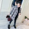 Coat Kids Girl Overcoat Winter Fashion Houndstooth Wool for Teens Autumn Jacket Long Thick Outerwear Children Windproof 220927