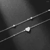 Anklets Fashion Double Stainless Steel Heart Beach Anklet Bracelet For Women Gold Peach 2022 Trend Beads Chain Jewelry