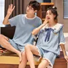 Vêtements de nuit pour hommes Couples assortis pyjamas ensemble dessin animé mignon anime été à manches courtes hauts shorts vêtements de détente grande taille vêtements de nuit pour hommes