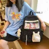 Вечерние сумки 2021 Розовый женский рюкзак 3d Cartoon Bunny Anime School Bag Kaii Teenage College Girls Solid Drstring BookBag Корея Рюкзак T220927