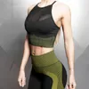 Bustiers korsetter Kvinna Sömlös Yoga Set Sports BH-träning Sportkläder Lady Sport Gym Beauty Back Hollow Double-Layer Träningskläder