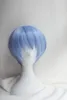Popolare bella Rei Ayanami Short Light Blue Cosplay Wig Parrucche per feste