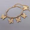 Fußkettchen 2022 Mode Kristall Schmetterling Für Frauen Fuß Schmuck Sommer Strand Barfuß Knöchel Armband Strass Kette Am Bein