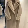 Fourrure de femme Faux Menina Bonita Real Long manteau veste d'hiver Femmes 100% laine tissée tissée épaisse chaleureuse robe d'extérieur surdimension