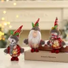 Christmas Tree Pendant Plush Hanging Ornaments Santa Reindeer Snowman Doll with Bells Party Decorations XBJK2209