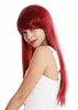 Popular Women's Wig Ladies Cosplay Long Smooth Fringe Parted Red wig