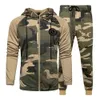 Men Casual Sets Camouflage Autumn New Tracksuit Jacket Pants 2 Pieces Sets Men's Sportswear Zipper Hooded Outfit Clothing