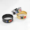 Gay Rainbow Crystal Ring Stainless Steel Band Rings for Couple Men Women Fashion Jewelry Valentine's Gift