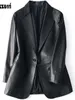 Women's Leather Faux Nerazzurri Spring Autumn Black Blazer Women Single Button Slim Fit Designer Womens Jackets and Coats 5xl 6xl 7xl 220928