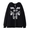 Herren Hoodies Sweatshirts Pullover Spot Winged Skull Print Reißverschluss Gothic Fleece und Damen Herbst Winter Oversize Sport Hoodie 220928