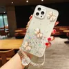 Étuis en TPU souple confettis papillon 3D pour Samsung S23 S22 Plus Note 20 Ultra A24 A34 A04E A54 A14 A04 Xiaomi 13 Lite Bling Foil Glitter Sequin Luxury Drop Glue Cover Strap