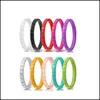 Band Rings Colorf Sile Band Rings Gear Line Wedding For Women Girls m Stackbar mjuk flexibel gummi mode smycken droppleverans 202 dhn5x