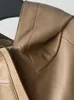 Damen Leder Kunstleder Damen Jacken Lautaro Herbst Wasserdicht Schwarz Übergroße Lederjacke Damen mit Kapuze Langarm Kordelzug Designer Luxus Windb