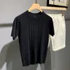 M￤ns T-skjortor M￤n 2022 Summer Korean Slim Fit Sticked T-shirt Men's Solid Color Kort￤rmad manlig O-Neck Bottoming A115