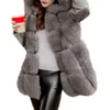 Cappotto invernale da donna in pelliccia sintetica da donna Outwear Cappotto maniche rimovibili in pelle PU con giacca calda spessa con cappuccio 220927
