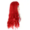 Perruques synthétiques mi-rouges blondes avec frange, corps long et ondulé, perruques de fête Cosplay douces