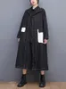 Trench płaszcza czarny vintage duży długi płaszcz dla kobiet ubrania kieszonkowa moda swobodny luźny swetra odzieży wierzchniej Nowa wiosenna jesień 2012 Y2209