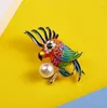 Broches Moda Simple Loro Perla Broche de diamantes de imitación Personalidad creativa Pájaro Animal Pecho Ornamento