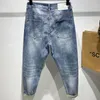 Jeans masculinos para homens Bom verão Cappris calças azuis claros Hip Hop Ripped masculino de calças cortadas moda harém de alta qualidade