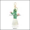 Keychains Rame Cactus Keychain Handmade Gebreide katoenen draad gewikkeld Tassel voor vrouwen Fashion Boho -stijl Boutique sieraden Drop deliv Dhrdc