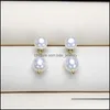 Stud Simple Pearl Earrings 14k goud gevulde stud 6-7 mm oorbel voor vrouwen jubileum cadeau sieraden hoogglans drop levering 2021 bdejewe dhnll