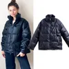 Parkas de plumón para mujer -20 grados Abrigo de cuero de PU de invierno para mujer Sólido Espesar Súper cálido Chaquetas impermeables a prueba de viento abrigo de nieve para mujer 220928