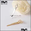 Haarclips Barrettes Fashion Scissors Vorm Lovely Women Girls Gold Ploated Hair Clip Barrettes Kerstfeest Haarspeld Accessoires 2 DHWK4