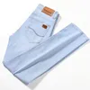 Mens Jeans Brand Thin Summer Style Business Casual Slim Fit Elastic Classic Trousers Sky Blue Pants Male size28 220928