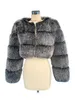 Women's Fur Faux ZADORIN Fashion Women Crop Top Coat Winter Thick Fluffy Long Sleeve Short Style Slim ry Jacket Coats 220928