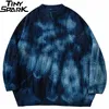 Maglioni da uomo Maglione lavorato a maglia Hip Hop Streetwear Maglione tie-dye Harajuku Cotone Pullover casual Uomo Autunno Inverno Maglione Blu Marrone 220928