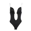 Women's Shapers Bodysuit Shapewear Deep V-Neck Body Shaper Backless U Plunge Thong Waist Trainer Women Clear Strap Padded Push Up Corset 220928