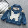 Jackor Baby Girls Denim Jacket Cardigan Coat Kids Jean Outwear Butterfly Brodery Sequin Children Kläder Springkläder 220928