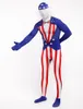 Halloween Cosplay Vereinigte Staaten Flagge lustige Catsuit Kostüm Lycar Spandex Body Zentai Anzug Bühne Kostüme Club Party Overall