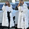 Womens Fur Faux Women Artificial Hooded Coat Autumn Winter Long Fashion Casual Thick Jacket 220926