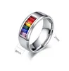 Edelstahl Gay Ring Regenbogen Kristall Band Ringe für Paare Männer Frauen Modeschmuck Valentinstag Geschenk