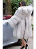 FUR FUR FUA FAUX Zimowy płaszcz z kapturem damski w środkowej długości luźna ciepła kurtka dla kobiety xxxl 220927
