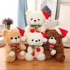 Peluş Bebekler 23cm Noel Şapka Ayı Peluş Oyuncaklar Sevimli Oyuncak Dolls Doldurulmuş Çocuklar için Yumuşak Kız Arkadaş Doğum Günü Noel Hediyeleri 220927
