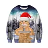 Pulls pour hommes drôle 3D imprimé chat pull hommes femmes laid Noël pulls pulls hauts vacances fête pull à capuche sweat-shirt 3XL 220928