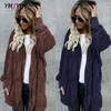 Manteau en fausse fourrure pour femmes femmes automne hiver chaud doux longue veste vêtements d'extérieur en peluche pardessus poche cardigan sans bouton avec capuche 220928